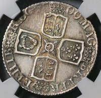 1709 NGC AU 58 Anne Shilling Great Britain Silver Coin S-3610 (20110501C)