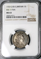 1723 NGC MS 63 George I Shilling South Sea C/SS Great Britain Mint Error Coin (22052001C)