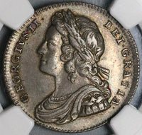 1727 NGC AU 55 George II Shilling Great Britain Roses Plumes Silver Coin (22062201C)