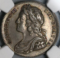 1727 NGC AU 55 George II Shilling Great Britain Roses Plumes Silver Coin (22062201C)