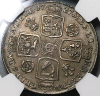 1727 NGC AU 55 George II Shilling Great Britain Roses Plumes Silver Coin (22062201C)