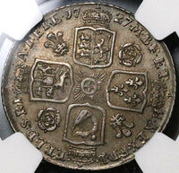 1727 NGC AU 55 George II Shilling Great Britain Roses Plumes Silver Coin (22062201C)