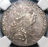 1787 NGC AU 58 George III Shilling Hearts Great Britain Silver Coin (20091904C)