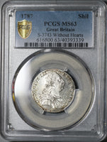 1787 PCGS MS 63 George III Shilling Great Britain Silver No Hearts Coin (21062002D)