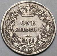 1834 William IV Shilling Great Britain Sterling Silver Coin (22070803R)