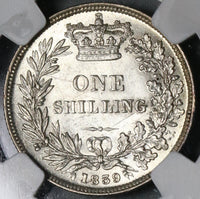 1839 NGC AU 58 Victoria Shilling WW Great Britain Silver Sterling Coin (16032501D)