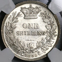 1839 NGC AU 58 Victoria Shilling WW Great Britain Silver Sterling Coin (16032501D)