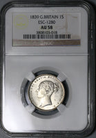 1839 NGC AU 58 Victoria Shilling WW Great Britain Silver Sterling Coin (16032501D)