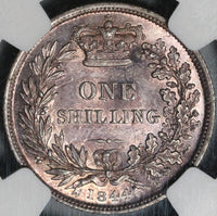 1844 NGC MS 64 Victoria Silver Shilling Great Britain Mint State Coin (21012301D)
