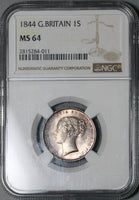 1844 NGC MS 64 Victoria Silver Shilling Great Britain Mint State Coin (21012301D)
