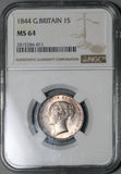 1844 NGC MS 64 Victoria Silver Shilling Great Britain Mint State Coin (21012301D)