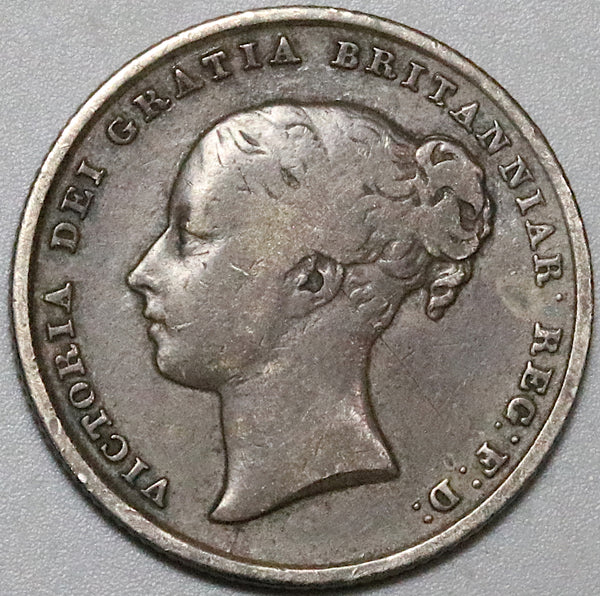 1845 Victoria Shilling Great Britain Sterling Silver Coin (23122602R)