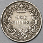 1848/6 Victoria Shilling Great Britain Key Date Silver Coin (21100501R)