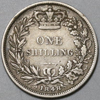 1848/6 Victoria Shilling Great Britain Key Date Silver Coin (21100501R)