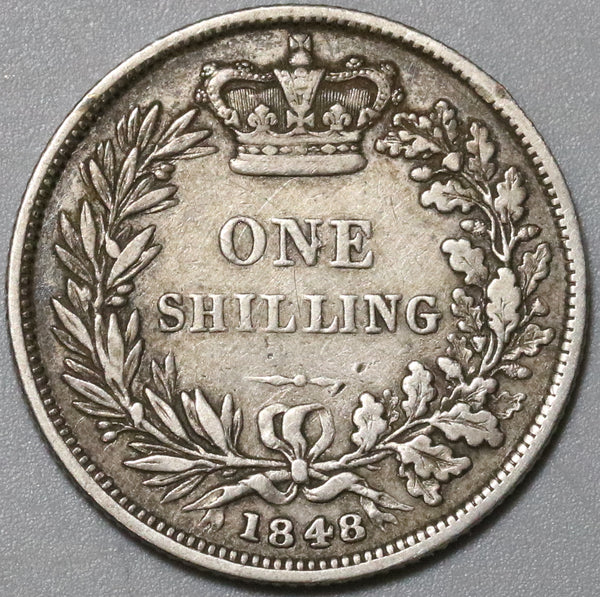 1848/6 Victoria Shilling Great Britain Key Date Silver Coin (21100501R)
