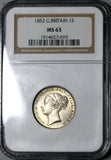 1852 NGC MS 63 Victoria Shilling Great Britain Mint State Silver Coin (20050503C)