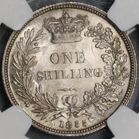 1855 NGC MS 64 Victoria Shilling Great Britain Silver Coin (18110805C)