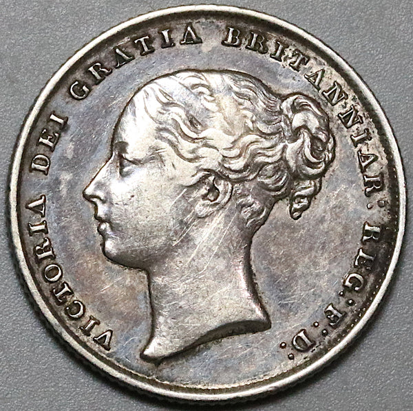 1856 Victoria Shilling XF Great Britain Sterling Silver Coin (22070502R)