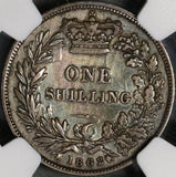 1862 NGC XF Det Victoria Shilling Great Britain Key Date Silver Coin (21090406C)