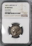1862 NGC XF Det Victoria Shilling Great Britain Key Date Silver Coin (21090406C)