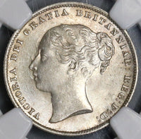 1865 NGC MS 63 Victoria Shilling Great Britain Mint State Silver Coin (19021903C)