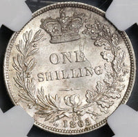 1865 NGC MS 63 Victoria Shilling Great Britain Mint State Silver Coin (19021903C)
