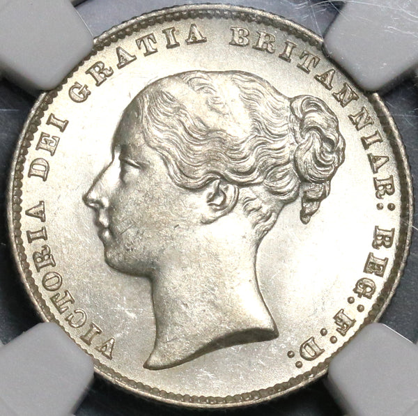 1866 NGC MS 64 Victoria Shilling Great Britain Silver Coin Die 62 (16122905D)