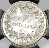 1866 NGC MS 64 Victoria Shilling Great Britain Silver Coin Die 62 (16122905D)