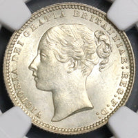 1870 NGC MS 63+ Victoria Shilling Great Britain Silver Coin Die 18 (17091204D)