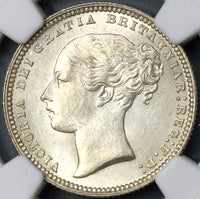 1870 NGC MS 63+ Victoria Shilling Great Britain Silver Coin Die 18 (17091204D)