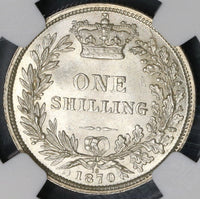 1870 NGC MS 63+ Victoria Shilling Great Britain Silver Coin Die 18 (17091204D)