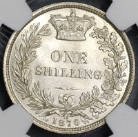 1870 NGC MS 63+ Victoria Shilling Great Britain Silver Coin Die 18 (17091204D)