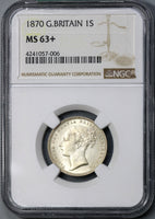 1870 NGC MS 63+ Victoria Shilling Great Britain Silver Coin Die 18 (17091204D)