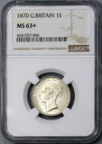 1870 NGC MS 63+ Victoria Shilling Great Britain Silver Coin Die 18 (17091204D)