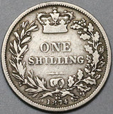 1874 Victoria Shilling Great Britain Sterling Silver Coin (22070508R)