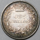 1876 Victoria Shilling AU Die 6 Great Britain Scarce Silver Coin (19120203R)