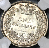 1877 NGC MS 63 Silver Shilling Victoria GREAT BRITAIN Coin Die No 44 (16122907D)