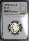 1877 NGC MS 63 Silver Shilling Victoria GREAT BRITAIN Coin Die No 44 (16122907D)
