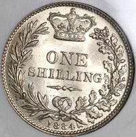 1884 NGC MS 63 Victoria Shilling Great Britain Mint State Sterling Silver Coin (22010702C)