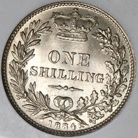 1884 NGC MS 63 Victoria Shilling Great Britain Mint State Sterling Silver Coin (22010702C)