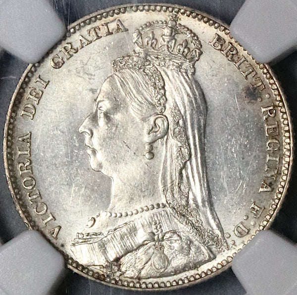 1891 NGC MS 63 Victoria Shilling Great Britain Mint State Silver Coin (23021601C)