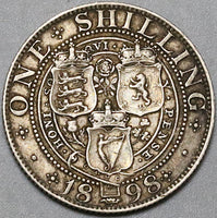 1898 Victoria Shilling Great Britain Sterling Silver Coin (22070509R)