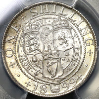 1899 PCGS MS 64 Victoria Shilling Great Britain Silver Coin (19101201C)
