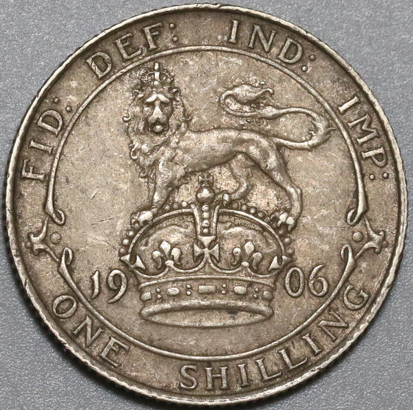 1906 Edward VII Shilling Great Britain XF  Lion Sterling Silver Coin (20082903R)