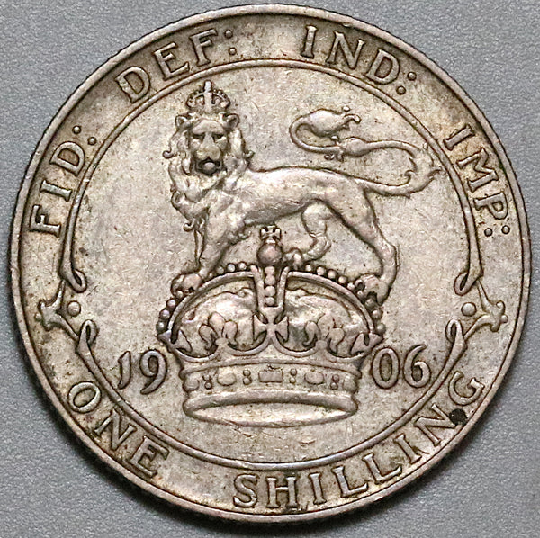 1906 Edward VII Shilling Great Britain VF Lion Sterling Silver Coin (22060502R)