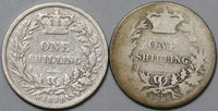 1859 1865 Victoria Shilling Great Britain Sterling Silver 2 Coins (23122603R)
