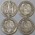 1892 1894 1897 1898 Victoria Shilling Great Britain Sterling Silver Coins (22070507R)