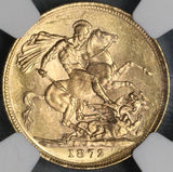 1872 NGC MS 63 Victoria Gold Sovereign Great Britain St George Coin (19030801C)