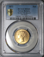 1872 PCGS MS 64 Victoria Sovereign Gold Great Britain Die Number 22 Coin (22052401D)