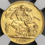 1914 NGC MS 62 Gold Sovereign Great Britain St George Pound Coin (19013001C)